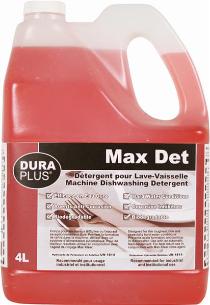 4L Dura Plus® Max-Det™Machine Dish Detergent, Liquid, Concentrate